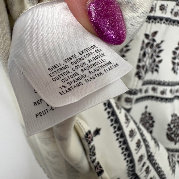 Anthropologie Woodblock Midi Dress Floral Print Fit & Flare White Black US 6 - Picture 5 of 11